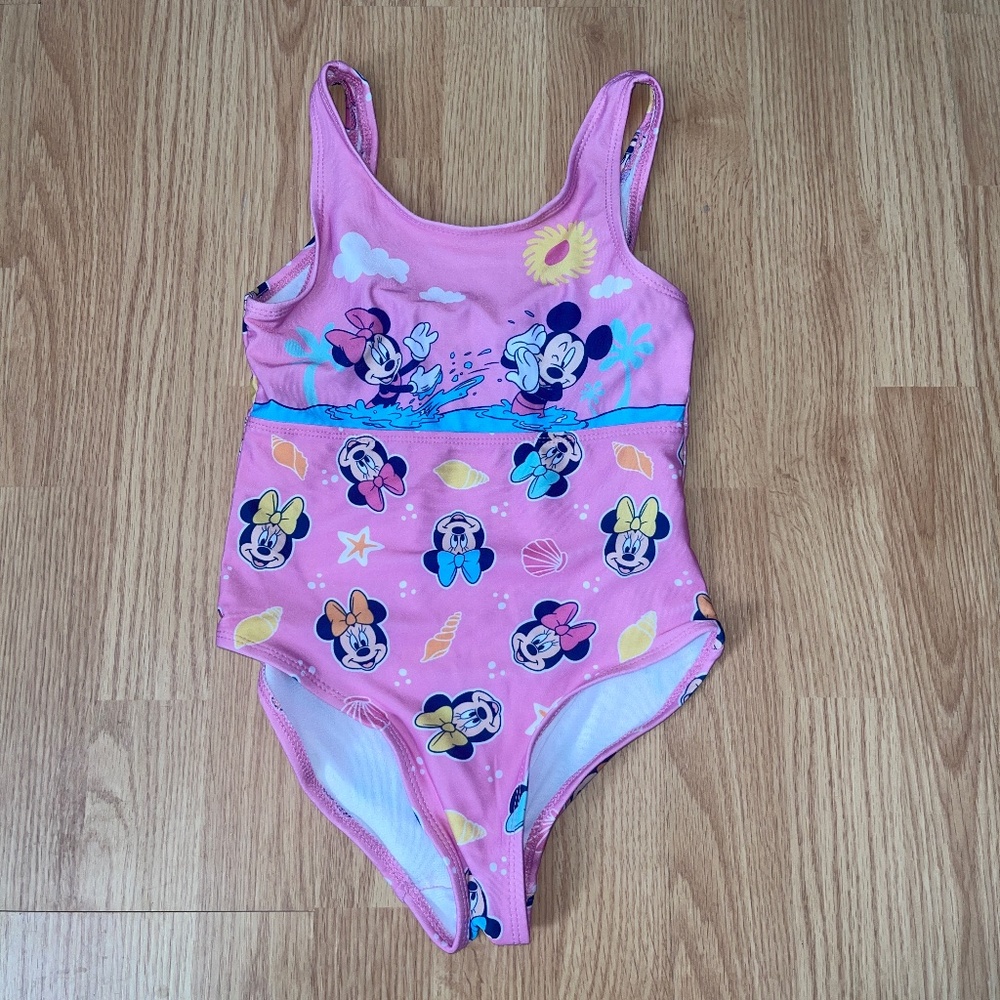 Girls Disney Pink Minnie Mouse One Piece Swimsuit Size 6X
